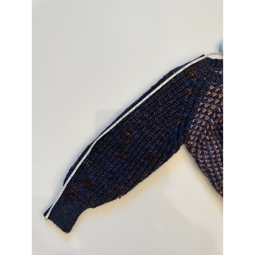 Moth Anthropologie Cropped Waffle Knit Sweater Wool Mohair Mauve Navy XXS - Picture 9 of 16